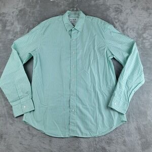 Frank & Eileen Shirt Womens Medium Green White Striped Finbar Workwear Preppy